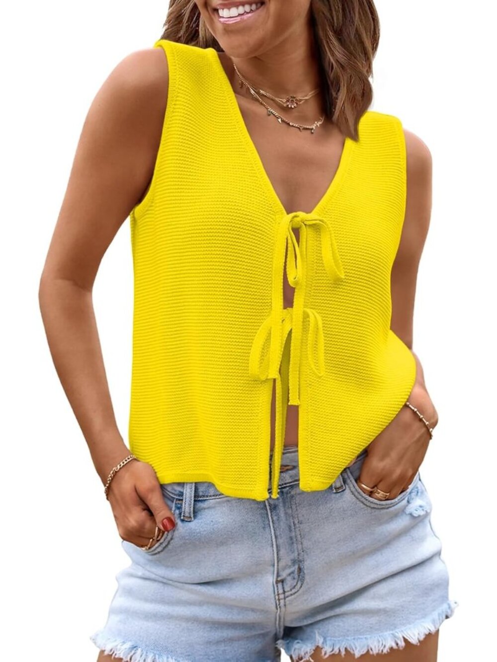 Women's Yellow Summer Tops Beach Vacation Spring Outfits Cute Trendy Sweater